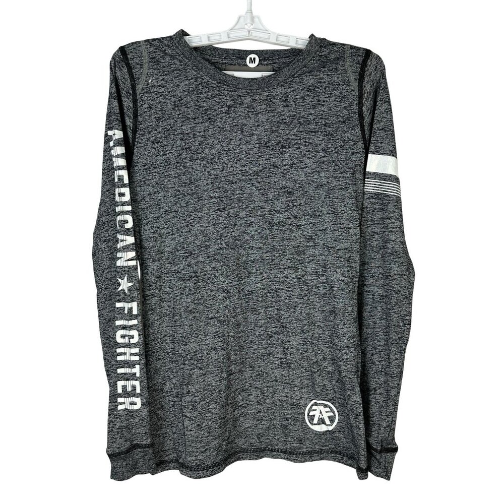American Fighter Mens Gray Long Sleeve Crewneck Shirt Size Medium